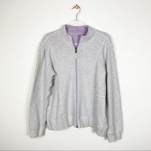 Orvis‎ Reversible Signature Softest Grey Purple Full Zip Jacket Medium
